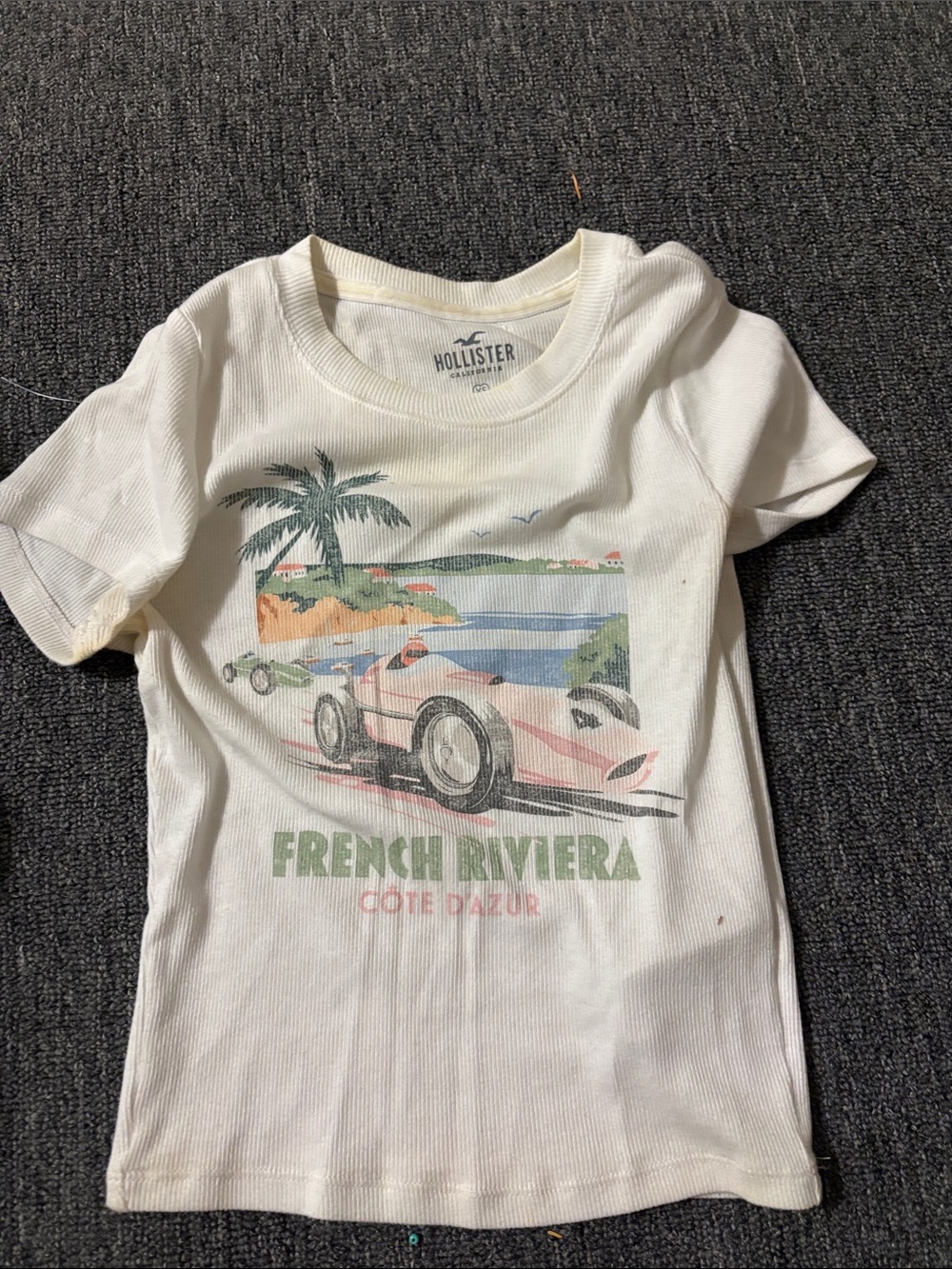Hollister White Kids French Riviera Race Car Graphic Tee